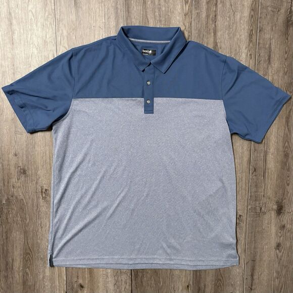 Bolle Polo Shirt Mens XXL 2XL Golf Performance Moisture‎ Wicking Blue Colorblock - Picture 1 of 7